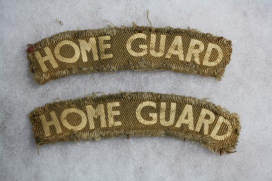 A Pair of Home Guard Printed Shoulder Title