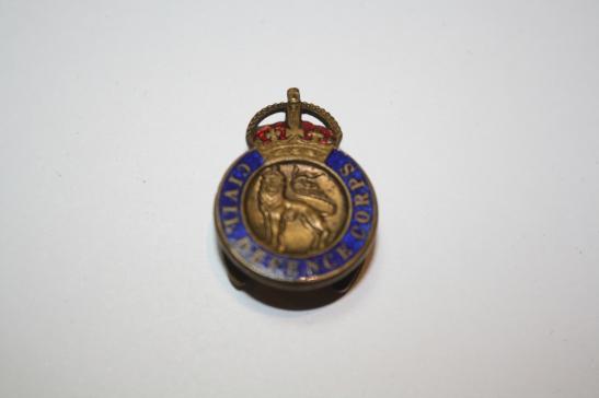 Civil Defence Corp Mens Lapel Badge Kings Crown