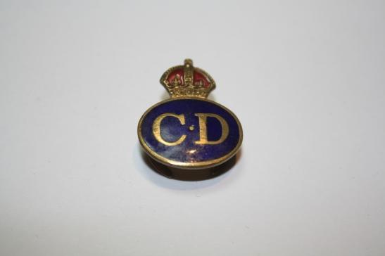 Civil Defence CD Lapel Badge Kings Crown