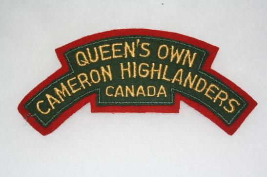 Queens Own Cameron Highlanders Canada Shoulder Title