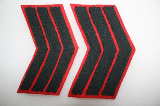 Black on Red Sergeant Chevrons Pair New