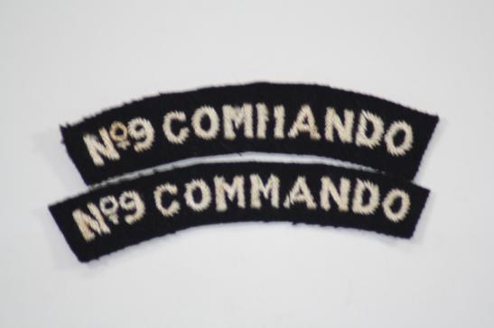 No 9 Commando Shoulder Title Pair WW2