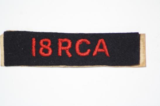 18 RCA Royal Canadian Artillery Shoulder Title
