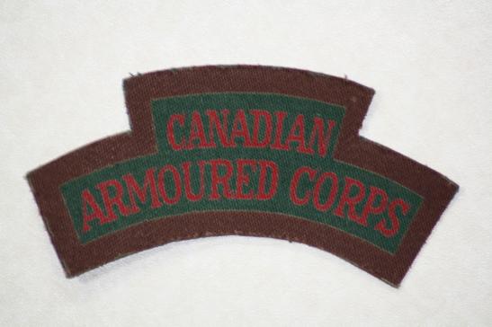 WW2 Canadian Armoured Corps Printed Canvas Shoulder Title