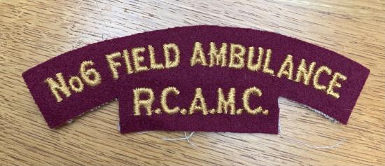 No6 Field Ambulance R.C.A.M.C Shoulder Title