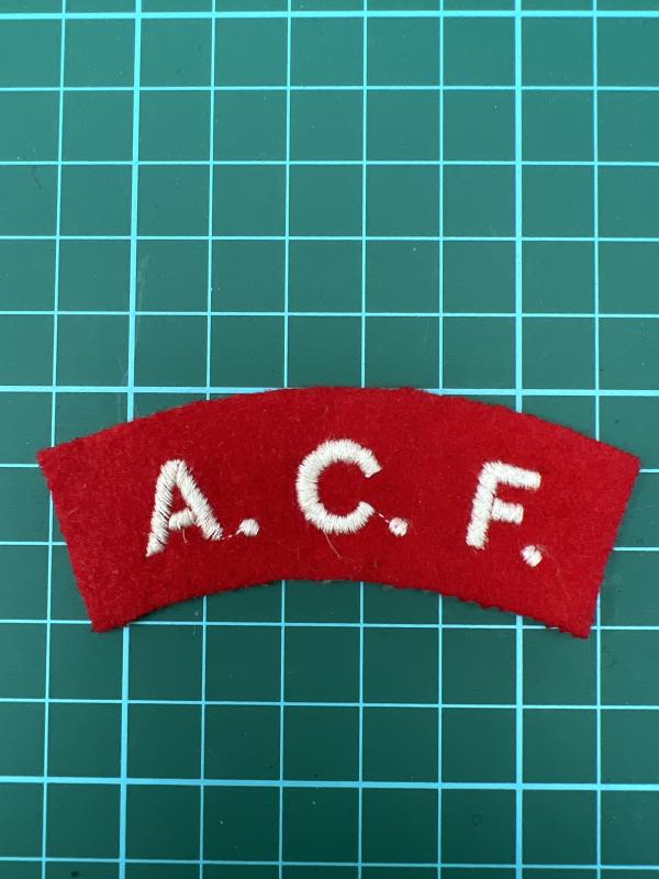 A.C.F Army Cadet Force White On Red Shoulder Title