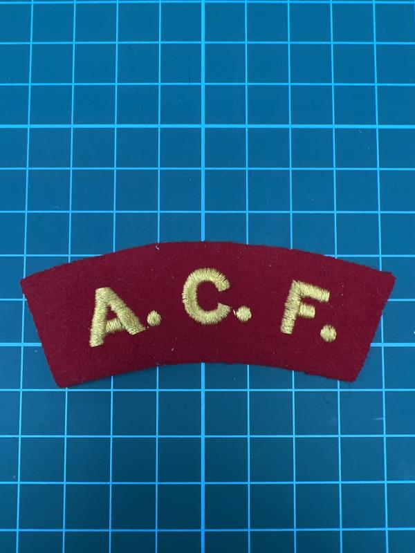 A.C.F Army Cadet Force Yellow On Red Shoulder Title