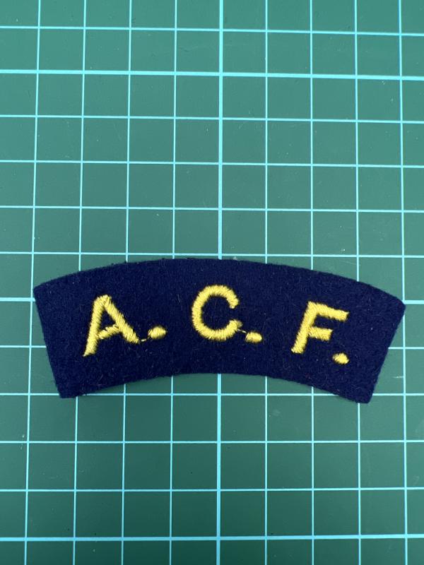A.C.F Army Cadet Force Yellow On Blue Shoulder Title