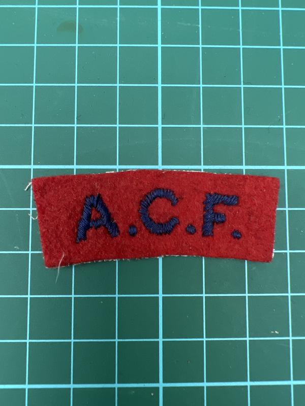 A.C.F Army Cadet Force Small Blue On Red Shoulder Title