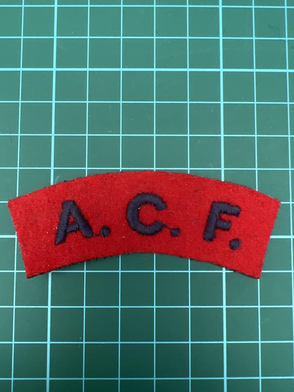 A.C.F Army Cadet Force Blue on Red Shoulder Title