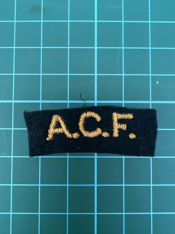 A.C.F Army Cadet Force Yellow On Dark Green Small Shoulder Title