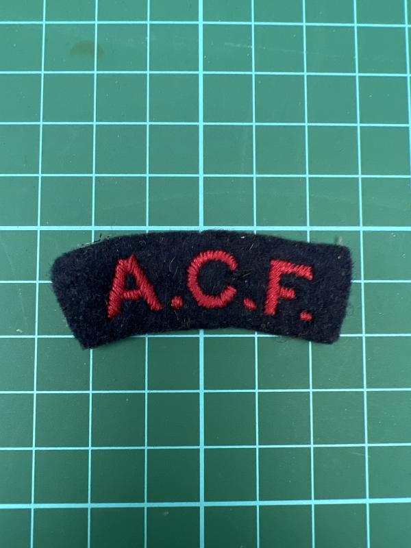 A.C.F Army Cadet Force Red On Dark Navy Small Size Shoulder Title