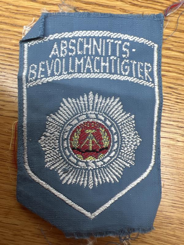 East German DDR Abschnitts-Bevollmachtigter Patch