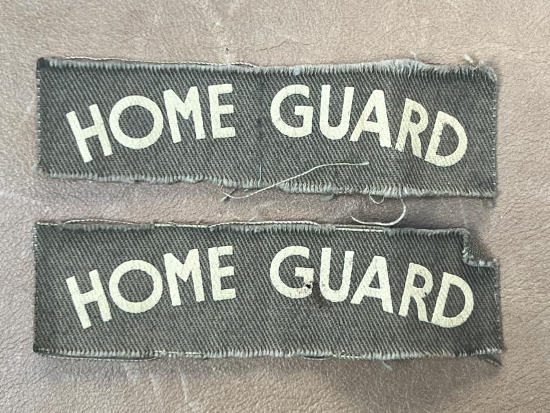 WW2 Pair Home Guard Printed Shoulder Titles