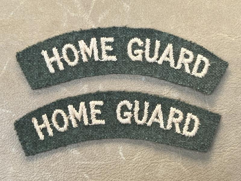 WW2 HOME GUARD Shoulder Titles Pair