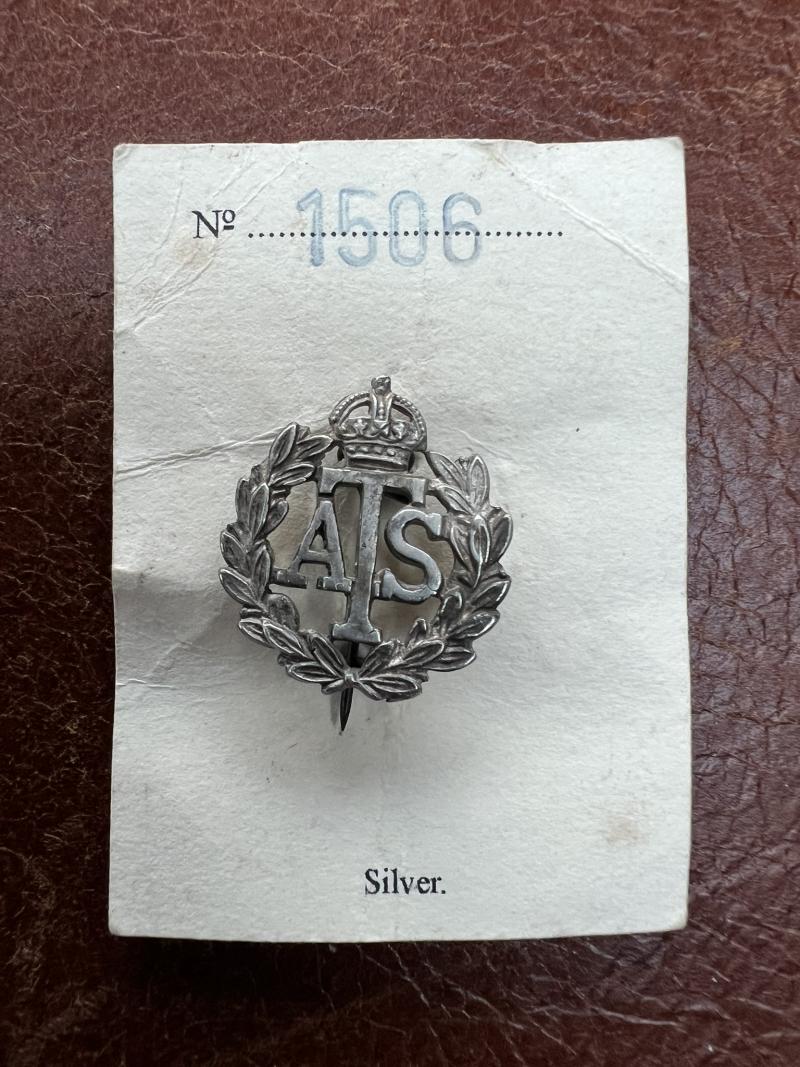 Auxiliary Territorial Service ATS Silver Sweetheart Broach