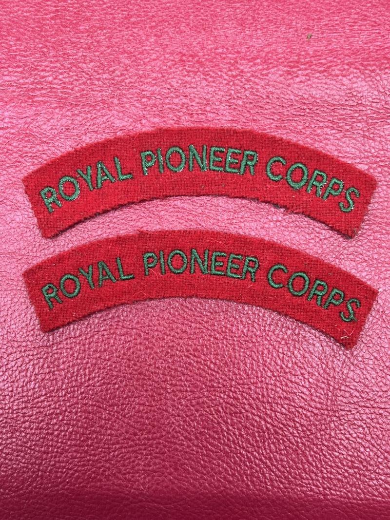 Royal Pioneer Corps Shoulder Titles Matched Pair