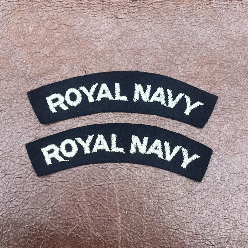 Royal Navy Shoulder Titles WW2 Pair Paste Backs