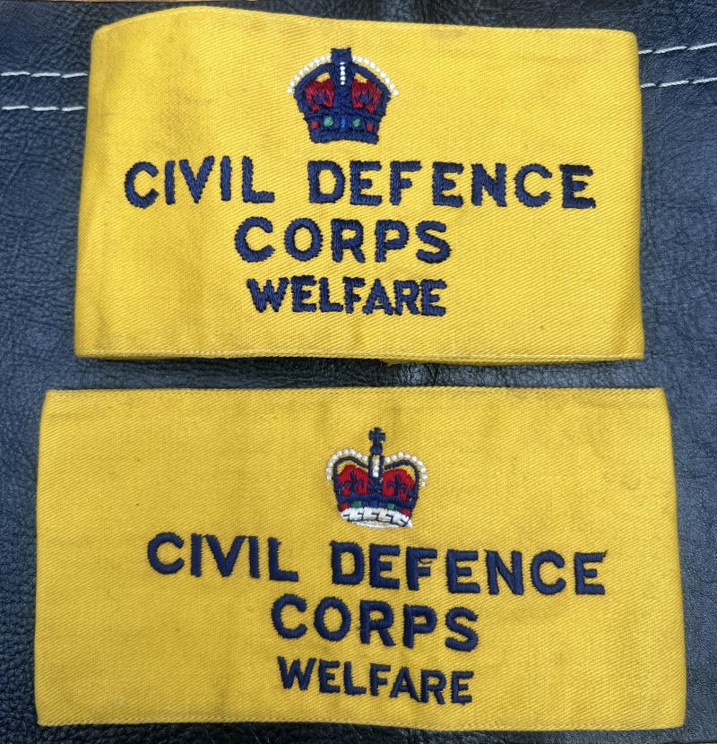 Pair Civil Defence Welfare Armbands Post War