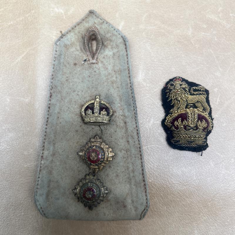 WW2 Staff Officers Bullion Cap Badge & Epaulet